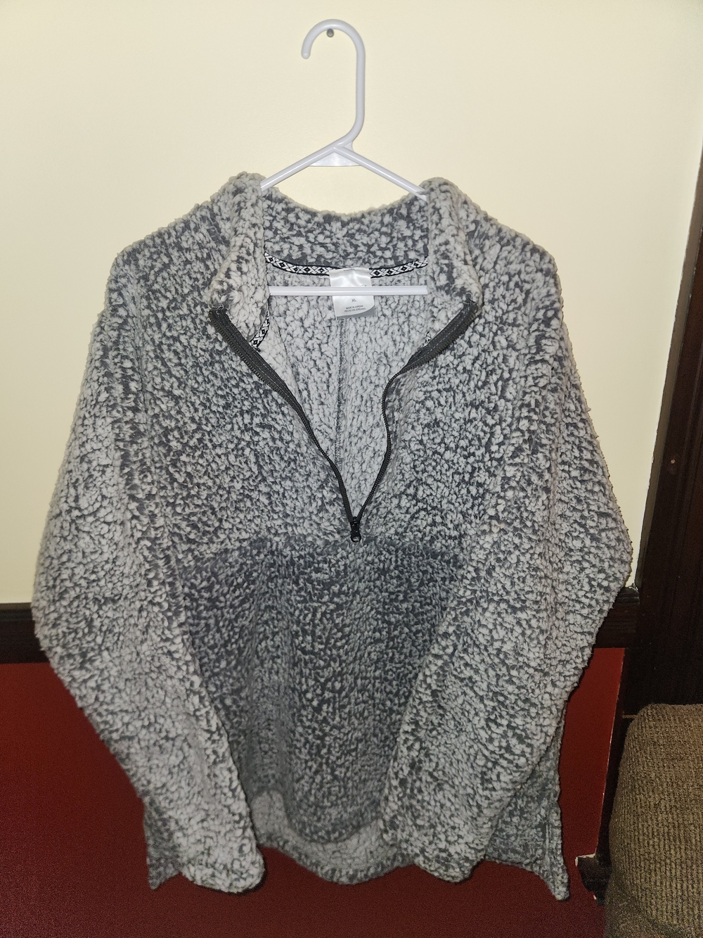 Plush Heather Gray Sherpa Half-Zip Turtleneck Pullover